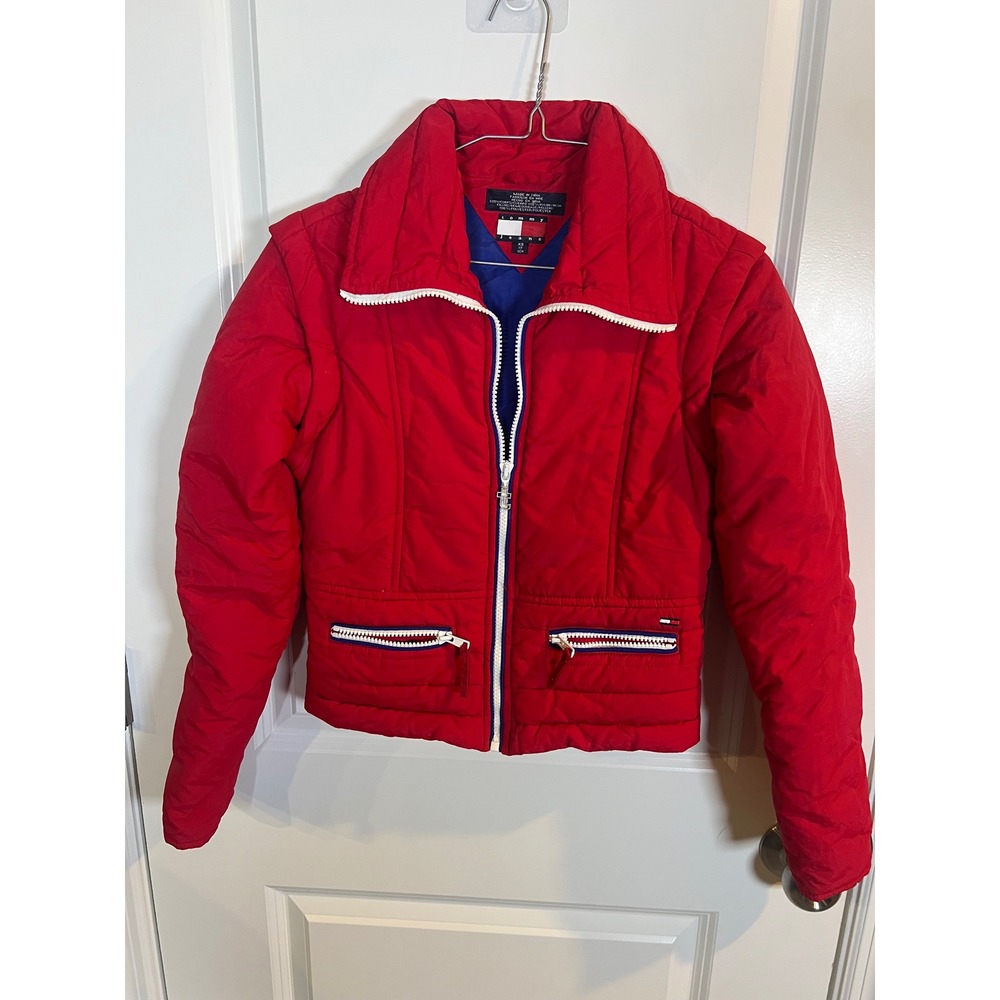 Tommy Jeans Womens Puffer Jacket Quilted Zip Front Red XS